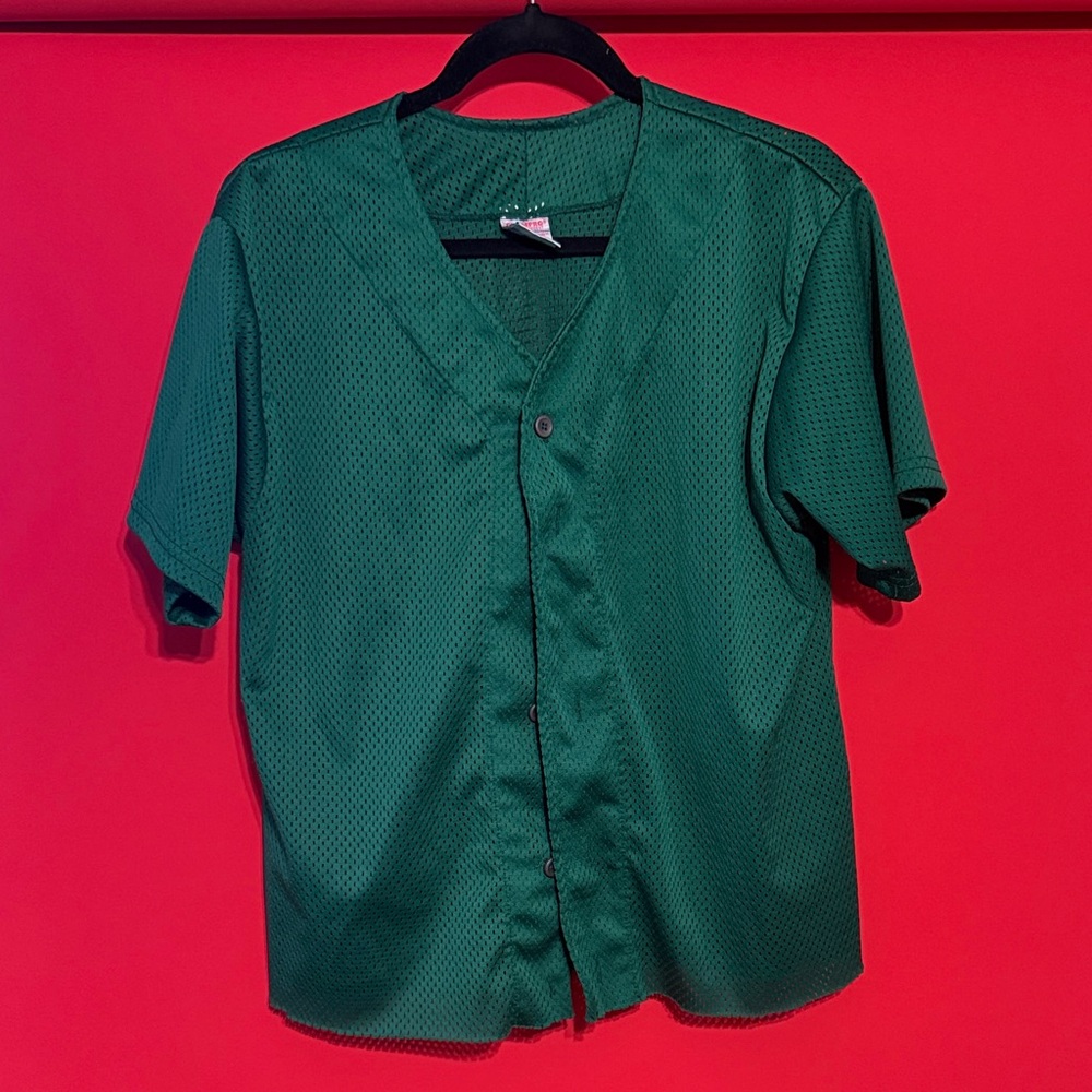 Men's Dark Green Short-Sleeve Mesh Baseball Jersey